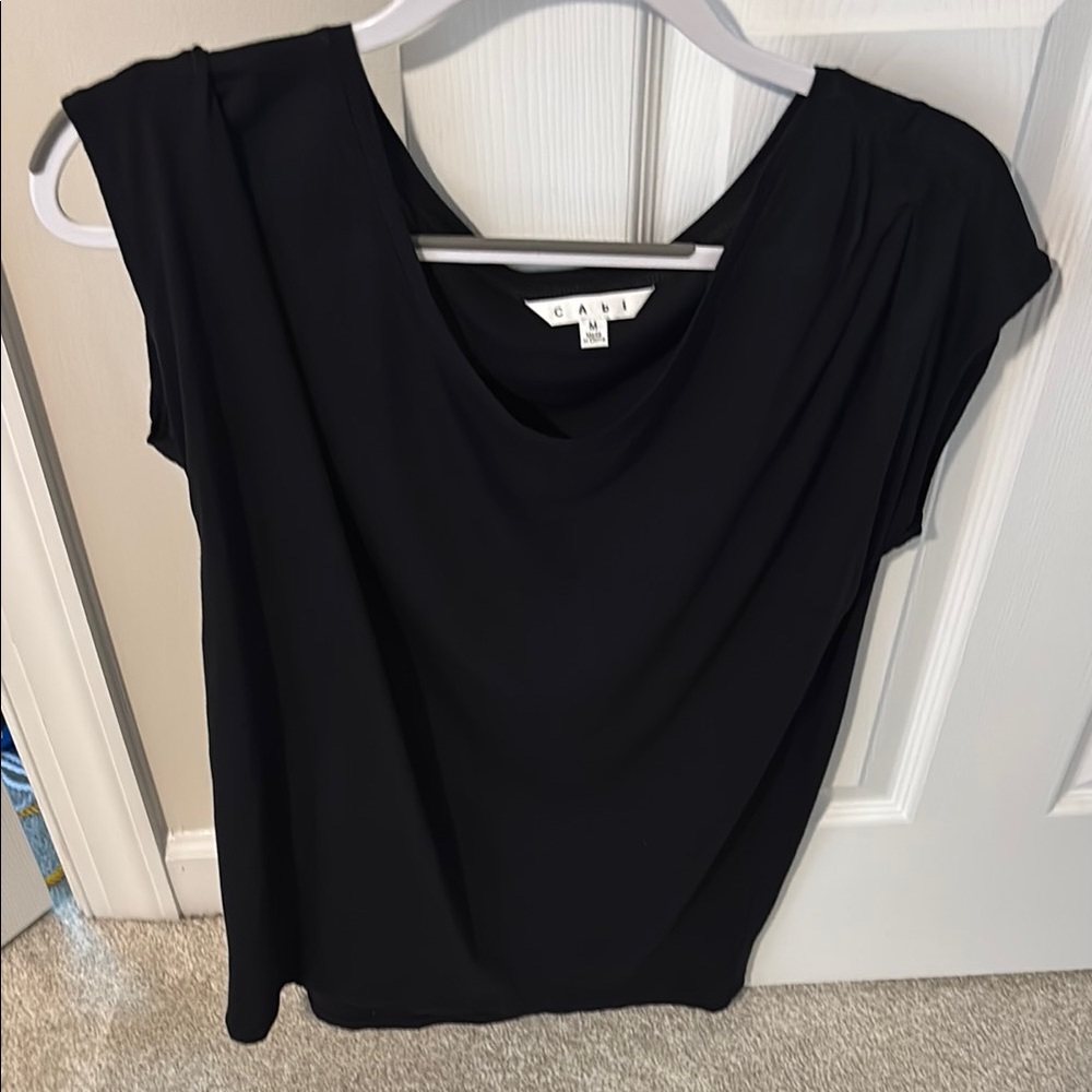 CAbi Black Drape Neck Women's Top